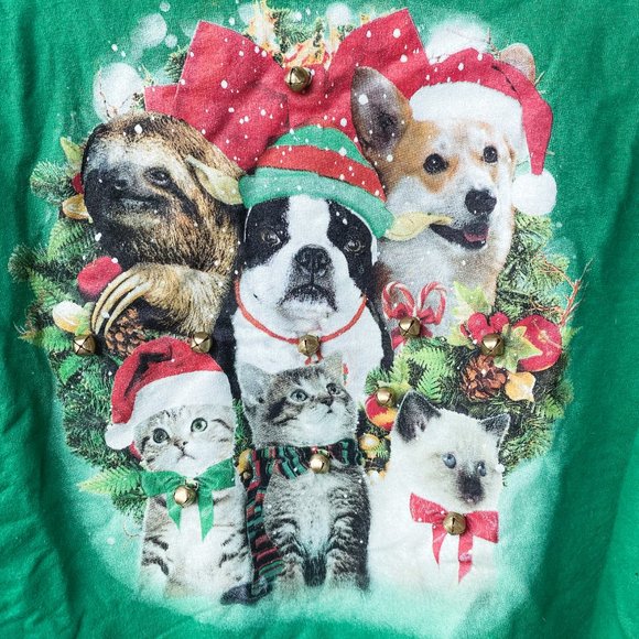 Fifth Sun | Green Dogs & Cats Jingle Sweater - Picture 4 of 6